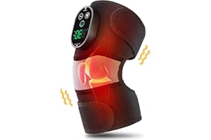 AFDEAL Genouillère chauffante sans fil pour genou, épaule, coude, chauffage avec vibration pour détendre genou, épaule, coude, 3 intensités et température réglables, noir à gris