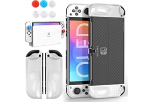 Mooroer Switch OLED Hülle für Nintendo Switch OLED-Modell, Dockable Harte PC Schutzhülle/TPU Griffe Hülle für Switch OLED Konsole Zubehör mit Thumb Stick Caps