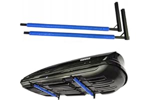 QLS WSB.O - Support mural 82 cm en acier - Pour rangement de coffre de toit - Bleu - Outils de jardinage, kit de ski, matériel de sport, planche de surf iSUP