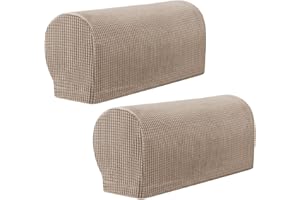 Errum Set of 2 Arm Rest Covers Sofa Stretch Armrest Chair Covers Waterproof Armchair Couch Anti-Slip Furniture Protector Slipcovers for Armchairs Sofa Couches Recliner (Sand)