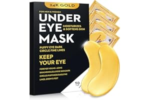 BUKAMKOM 10 Paia Oro 24 carati Maschera per gli occhi Collagene Sotto gli occhi Maschera Cerotti per Occhiaia Gonfiore, Rinfrescare, Rivitalizzante, Viaggi, Rughe, Occhi Patch