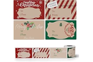 SUPVAN T50M Etichette con Nome Natalizie Adesive, 50mm×80mm 100 Etichette/Ruolo, Ricarica Carta Termica Laminata Originale, per Regali, Scatole, Carte e Buste, Stile Vintage