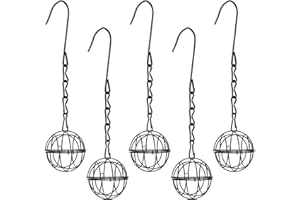 LIYIJIKEJI 5 Pcs Bird Feeders, Bird Fat Ball Feeders Hanging Suet Ball Feeders, Black Metal Wire Fat Ball Birds Holders with Hinged Lid for Outdoor Garden Wildlife Finch Sparrow Robin Squirrel(2.76 inch Dia.)