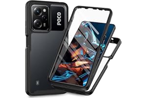 RonRun Funda para Xiaomi Poco X5 Pro 5G con Protector de Pantalla Incorporado, Protección de 360 ° Anti Choque Transparente Carcasa Compatible con Xiaomi Poco X5 Pro 5G Negro