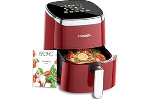 Fabuletta Heißluftfritteuse 4L, 9-in-1 Air Fryer, Max 230℃ Heissluft Fritteusen, Digitalem LED-Touchscreen AirFryer, Rapid Air und Fettentfernungstechnologie, Vorheizen, Shake-Modus (Rot)