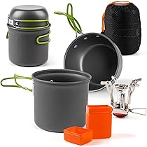 Set Da Campeggio Queta 10 Pezzi - Pentole, Fornello E Accessori Per Trekking E Picnic - Foto 11