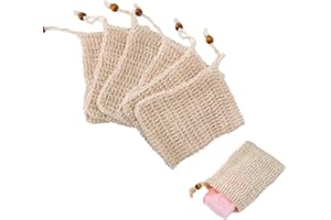 RANYAKE 6 Stück Sisal Seifenbeutel,Sisal Seifensäckchen,Seifensäckchen Bio,Seifensack mit Kordelzug,Zum Duschen und Waschen, Peeling, zum Aufschäumen oder Trocknen von Seife,Tragbares Design