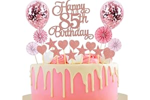 JXUZH Tortendeko 85 Geburtstag Rosegold Junge Mädchen Happy Birthday 85 Glitter Cake Topper 85.kuchendeko Geburtstag Happy 85th Birthday Tortendeko 85 Jahre Geburtstag Kuchen Deko 85 Geburtstag Mädchen