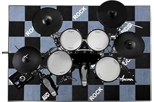 ‎RV MURTS Drum Teppich, Schlagzeugteppich 120x180 CM, Schwarz Music Carpet Innen und Außen, Trommelteppich mit rutschfester Unterseite für Schlagzeug, Elektrisches Schlagzeug Teppich für Studio, Wohnung.
