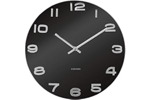 Karlsson KA4401 Zegar ścienny Vintage szkło czarny, 35 x 35 x 4,2 cm