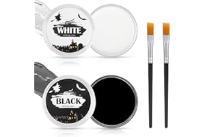 GUOUURR Black and White Face Paint Set with 2 Brushes - Halloween Face Paint Kit, Halloween Makeup for Kids & Adults, Safe Non-Toxic, Ideal for Halloween Parties, Cosplay & Festive Makeup looks