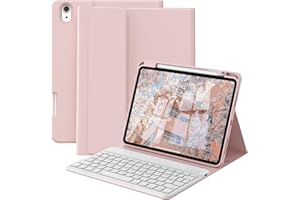 GKABXY Case with Keyboard for iPad A16 11th/10th Genration (2025/2022 11/10.9 Inch) with Pen Holder, Magnetically Detachable Wireless Bluetooth Keyboard cover for iPad 11/10, UK Layout, Pink