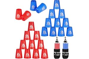 yeesport 24 Pcs Sport Stacking Cups, Sport Training Game for Challenge Competition, Plastic Stacking Cups, Classic Family Game for Kids and Adults, Blue+Red
