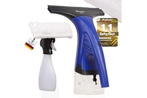Sommertal Fenstersauger Set, elektrischer Fensterreiniger, Akku Fensterputzer mit 1600Pa, 250ml Tank, inkl. Sprühflasche und Mikrofaserpad, Fensterabzieher für streifenfreie Reinigung