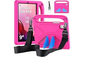 DUZZONA Funda para Lenovo Tab M9 2023 de 9 Pulgadas (TB-310FU), Estuche Niño Antigolpes con Asa, Correa de Hombr, Funda Infantil, Rosa