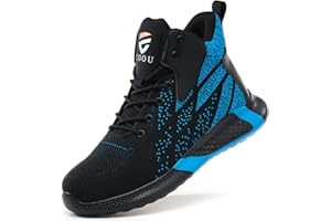 COOU Buty ochronne dla mężczyzn wysokie buty robocze damskie lekkie i wygodne buty robocze ze stalowymi noskami oddychające buty ochronne