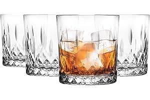 Glasmark KROSNO 1992 Set di Bicchieri da Whisky - 4 Pezzi 280 ml per Rum, Gin, Bourbon, Cocktail - Tagliati e Lavabili in Lavastoviglie