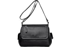 Sacmill Ladies Soft Crossbody Bags Multi-Pocket Leather Lightweight Shoulder Handbags for Women with Adjustable Shoulder Strap