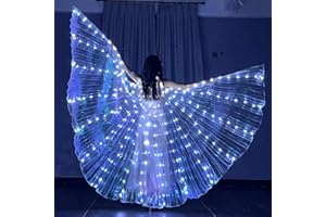 TOABOA Alas para danza del vientre, 360 grados, LED, alas LED para adultos, con varillas telescópicas de 20 a 100 cm, 2 modos de control de luz, alas de mariposa LED para carnaval, escenarios, fiestas de