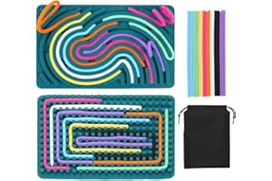 MELEAGER Sensory Activity Board, Tavola da Attività Sensoriale Doppia Faccia Verde, 17CM*11CM, Piastre Sensoriali in Silicone con 20 Corde, Giocattolo Calmante, per ADHD Autismo Bambini, Ansia Stress