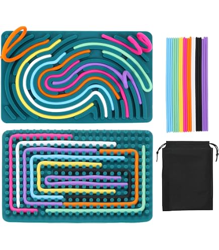 Tableau D'Activité Sensoriel Double Face En Silicone - 20 Cordes + Sac Portable - Anti-Stress Pour Enfants Et Adultes