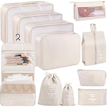 GIBOHOM Lot de 15 sacs de rangement imperméables pour vacances et voyages, organiseur de voyage, transparent, gris