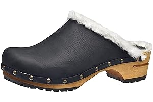 Sanita Hese offener Clog | Original handgemacht | Leder-Holzclogs für Damen
