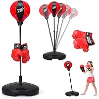GOPLUS Punchingball, Höhenverstellbarer Standbox 81-123,5 cm, Punch Boxen Set inkl. Boxhandschuhe und Handpumpe, Basis…