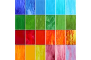 LITMIND Stained-Glass Panels for Making Mosaics, Stained-Glass Windows and Crafting, Assorted Colours, 10.2 x 15.2 cm, Pack of 24