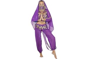 CHICTRY Femme Ensemble de Danse Orientale Haut Top de Danse du Ventre Foulard Déguisement Costume Halloween Belly Indienne Performance Dancewear