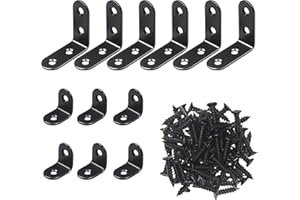 RIVIEVAL L Bracket, 12Pcs Metal Bracket for wood Right Angle Bracket L Shaped Bracket Corner Bracket with 36 Metal Screws for Wood Furniture Cabinet Desk(6pcs-40mm/6pcs-30mm)