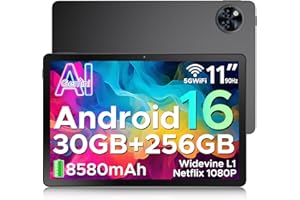 DOOGEE U11 Pro Android 16 Tablet 11 Pulgadas, 30GB RAM+256GB ROM/2TB TF, Gemini AI Tablet Gaming Octa-Core, HD IPS 90Hz, 8580mAh Batería, 5G WiFi/Widevine L1/13MP+5MP/ Face ID/GMS Tablets para Niños