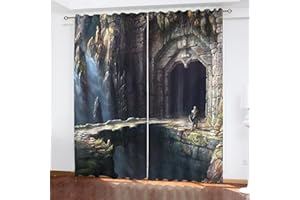 SMNVCKJ Hobbit Tenda oscurante con anelli e ganci, set da 2 pezzi, per cameretta dei bambini (9,220 x 215 cm)