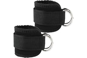 Vlecexs Fußschlaufen, 2 Stück Fußschlaufen Kabelzug, Ankle Straps für Fitness Training am Kabelzug, Verstellbarer für Frauen und Männer (Schwarz)