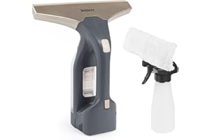 Beldray Akku-Fenstersauger+ – Handheld & wiederaufladbar, streifenfreie Reinigung, Spiegel- und Glasreinigung, 100 ml Abnehmbarer Wassertank, inklusive Sprühflasche und Wischpad, Titan, BEL01985VDE