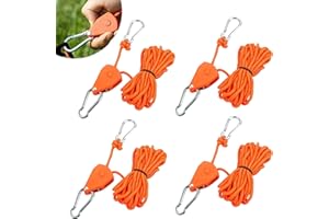 PMUEUFF 4 Stück Seilratsche,4 M Winddichtes Outdoor Seil mit Ratsche, Abspannseile mit Seilspanner für Outdoor Camping Markise(Orange)