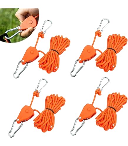 4 Pièces Cordes à Cliquet Réglable Avec Crochets 1/8 Tendeur Voile Ombrage Sangle A Cliquet Corde Pour Lampe Ou Plantes 89515770