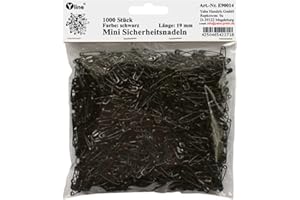 YLINE 1000 imperdibles pequeños de seguridad, color negro, aprox. 19 mm, E90014