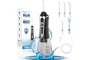 H2ofloss Water Flosser for Teeth Cordless, IPX7 Waterproof Oral Irrigator in 5 Modes, USB Recharged Water Dental Flosser with 30 Days Use, Gravity Ball for Upside Down Use, 300ml Water Tank (Black)