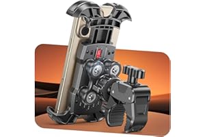 Rolgno Support Telephone Moto Anti Vibration, [sans Outils] Support Porte Telephone Velo, [Coussin Silicone] Support Téléphone Trotinette Electrique Compatible iPhone, Galaxy, Smartphones 4.7-6.9''