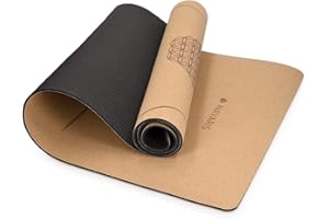 Navaris Mata do jogi z korka, antypoślizgowa mata – mata sportowa do jogi, z paskiem do noszenia, 183 x 61 x 0,5 cm, mata gimnastyczna do fitnessu, nie zawiera substancji szkodliwych