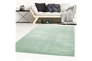 Taracarpet Kurzflor-Designer Uni Teppich extra weich fürs Wohnzimmer, Schlafzimmer, Esszimmer oder Kinderzimmer Gala Mint grün 060x090 cm