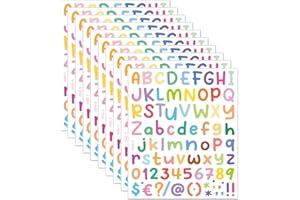 RTBRCG 10 Stück Buchstaben Aufkleber, Buchstaben Zum Aufkleben, Alphabetnummernaufkleber, Bunte Buchstaben- und Zahlenaufkleber Selbstklebende Buchstabenaufkleber für Kinder, DIY Dekorations