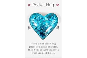 HBJSP Pocket Hugs Heart, Thinking of You Gifts, Keepsake Gifts for Women Friends, Go to University School Gifts, Positive Good Luck Gifts for Birthday Wedding Christmas Mothers Day Valentines (Lake Blue)