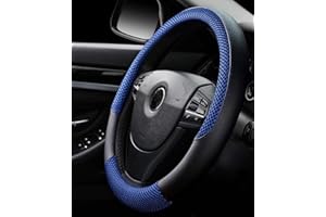 Istn Unisex's Anti-skid Breathable Ice Silk Steering Wheel Cover 38cm Blue