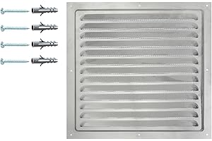 DEMLOU Griglia di Ventilazione in Alluminio Anodizzato con Rete Protettiva | Presa d'Aria Interna/Esterna in Metallo Resistente agli Insetti | Griglia di Aerazione per Pareti e Soffitti. (25 x 25 cm)