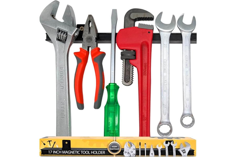 43cm Magnetic Professional Tool Holder (Upgraded Version) - Extremely Powerful Magnetic Pull Force for Heavy Tool - Space-Saving Metal Organizer Rack/Strip