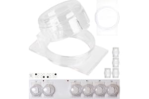 Barnlås för spisvred, 6 st, Transparent, för vred med max. Ø 41 x 33 mm, min. 51 mm vredavstånd, vred med barnlås för kontrollpanel, vredskydd barnspis, spislås baby set