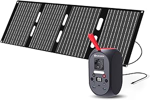 ELECAENTA Estación de Energía Portátil 99Wh con ETFE Cargador Solar Portátil 40W, Acumulador Portatil Energía LiFePO4 Batería de Reserva para Camping y Emergencia