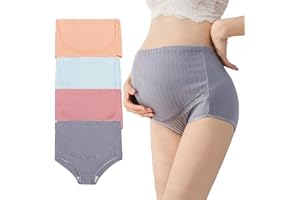 AUTUCAU Maternity Cotton Underwear High Waist Adjustable Pregnancy Seamless Soft Hipster Panties Over Bump 4-Pack